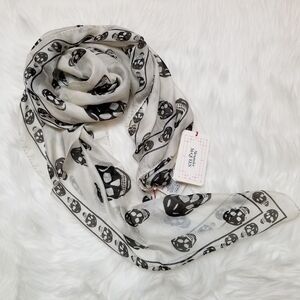 NWT Alexander McQueen Black Skull Print Scarf on White